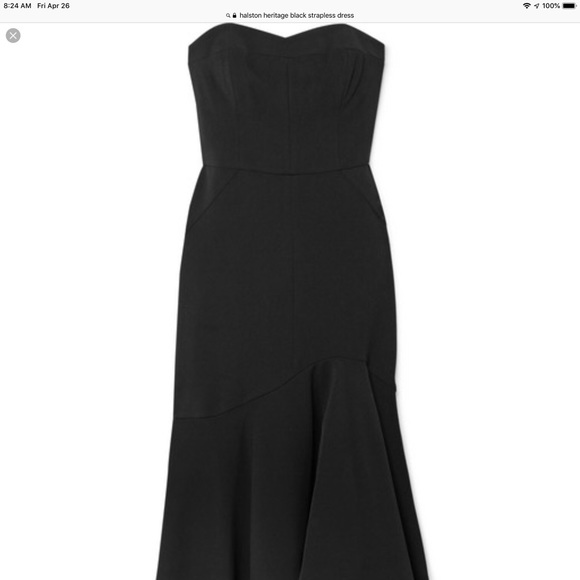 Halston Heritage Black Strapless Midi Dress - Picture 1 of 8